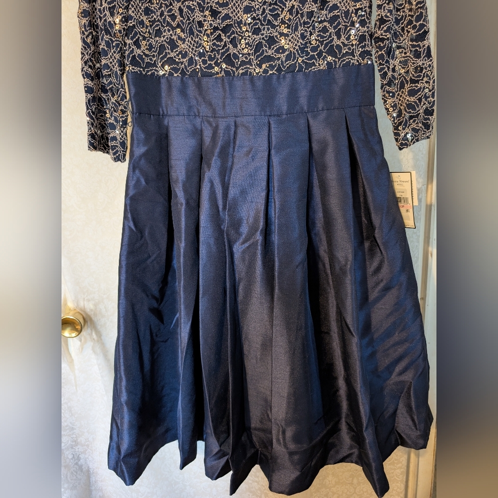 NWT Jessica Howard Party Dress Sz. 10 PETITE BLUE & GOLD - Picture 5 of 17